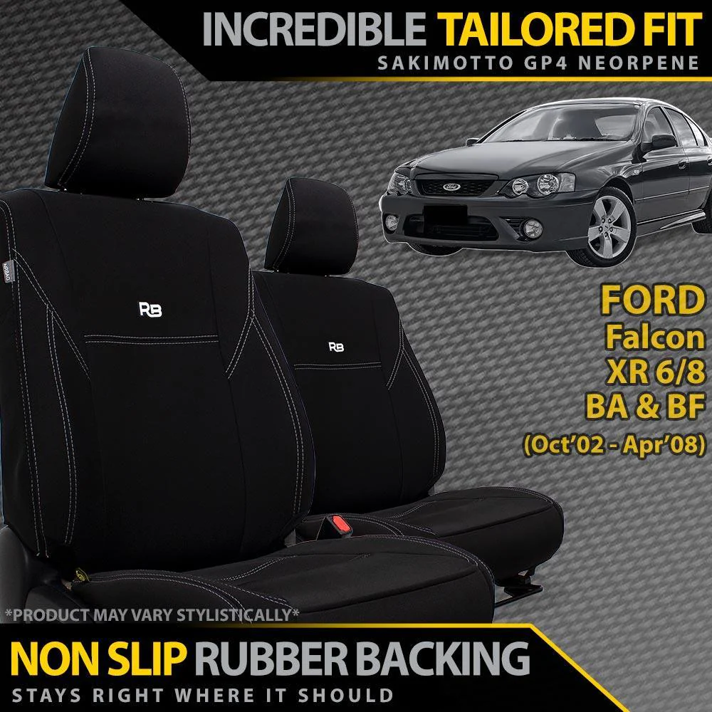 Ford Falcon BA & BF - GP4 Neoprene 2x Front Seat Covers (In Stock)