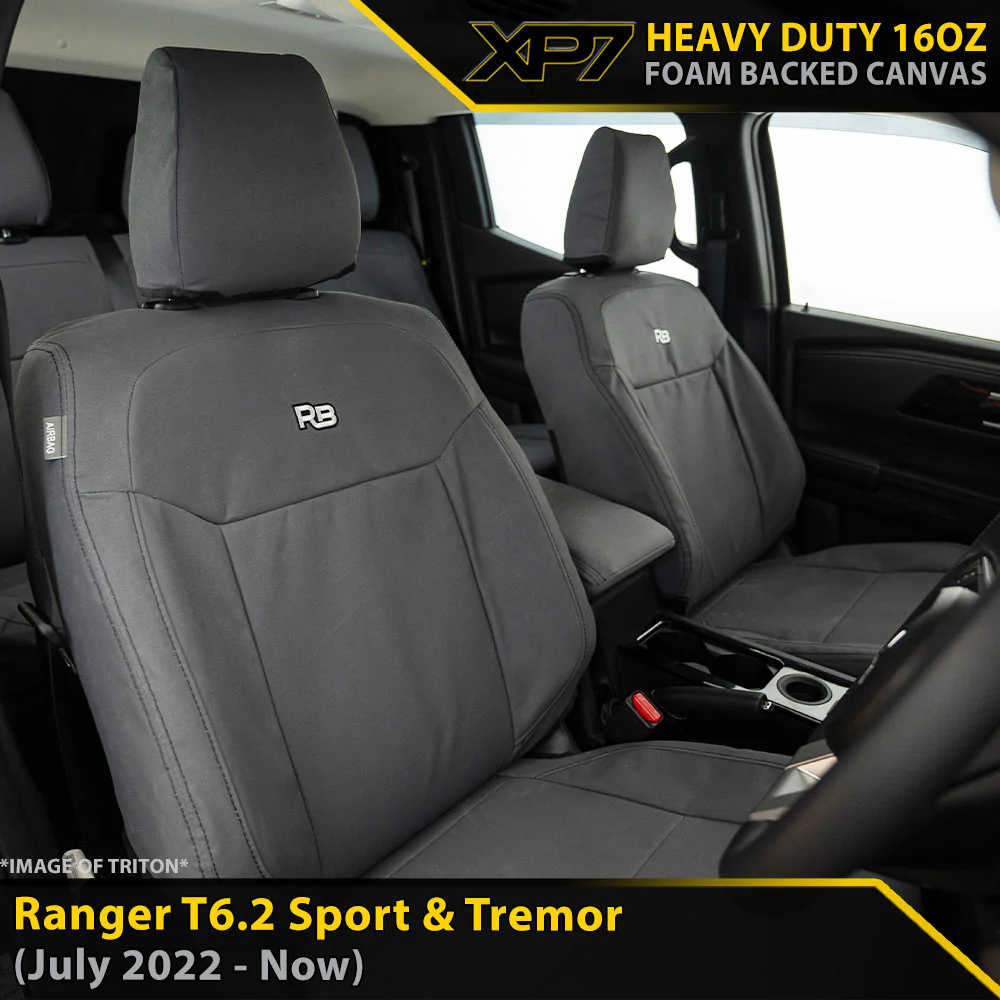 Ford Next-Gen Ranger T6.2 - Sport & Tremor - XP7 Heavy-Duty Canvas 2x Front Seat Covers (Available)
