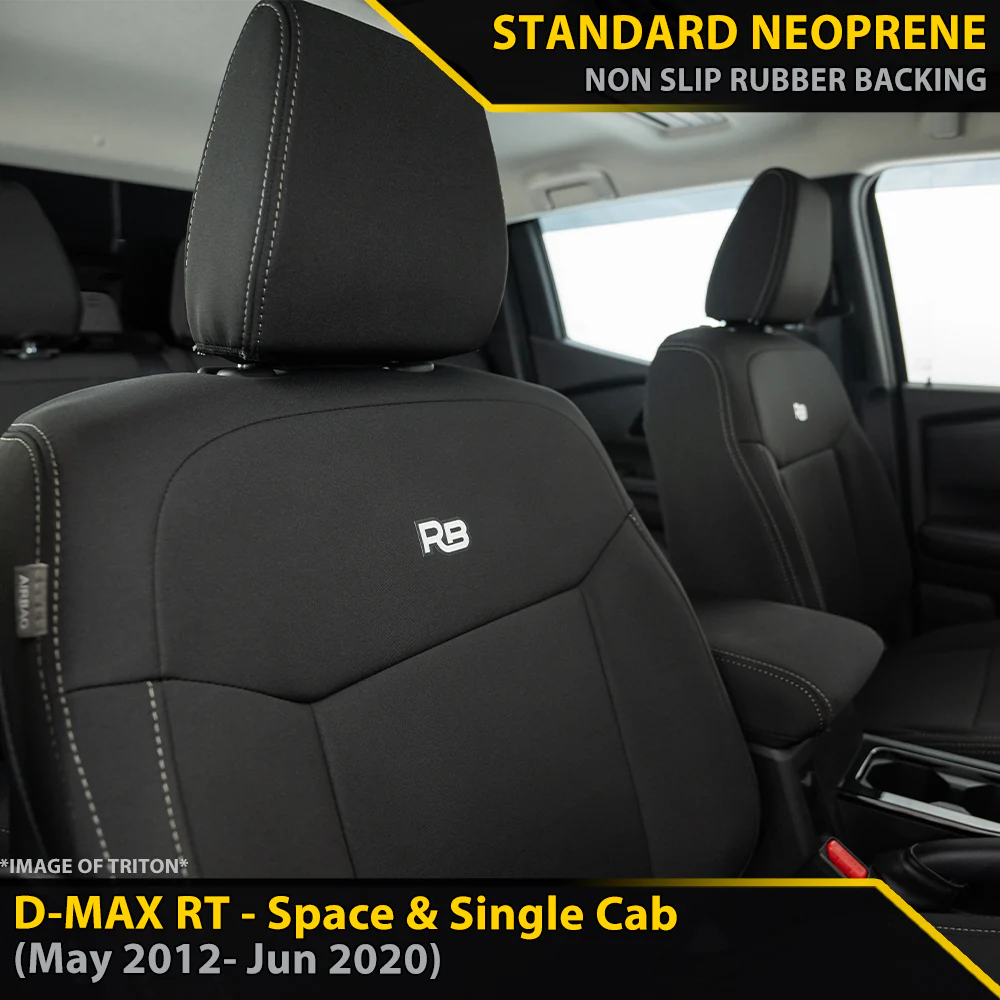 Isuzu D-MAX RT - Space & Single Cab - GP4 Neoprene 2x Front Row Seat Covers (Made to Order)
