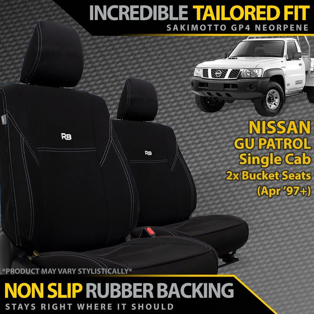 Nissan Patrol GU Y61 - Single Cab - 2x Bucket Seats - GP4 Neoprene 2x Front Seat Covers (Made to Order)