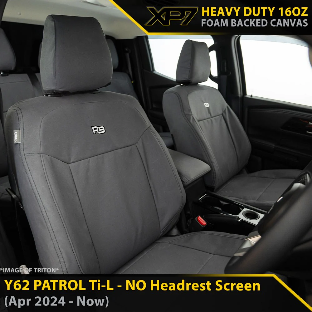 Nissan Patrol Y62 - Ti-L (MY24+) - XP7 Heavy-Duty Canvas 2x Front Seat Covers (Made to Order)