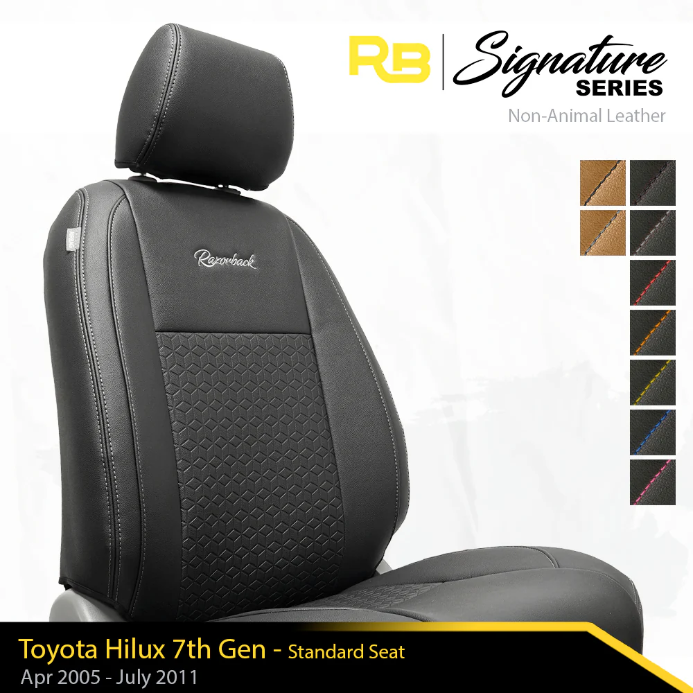 SIGNATURE SERIES Front Row Seat Covers - Toyota Hilux 7th Gen - Standard Seat - No Seat Airbags (Made To Order)