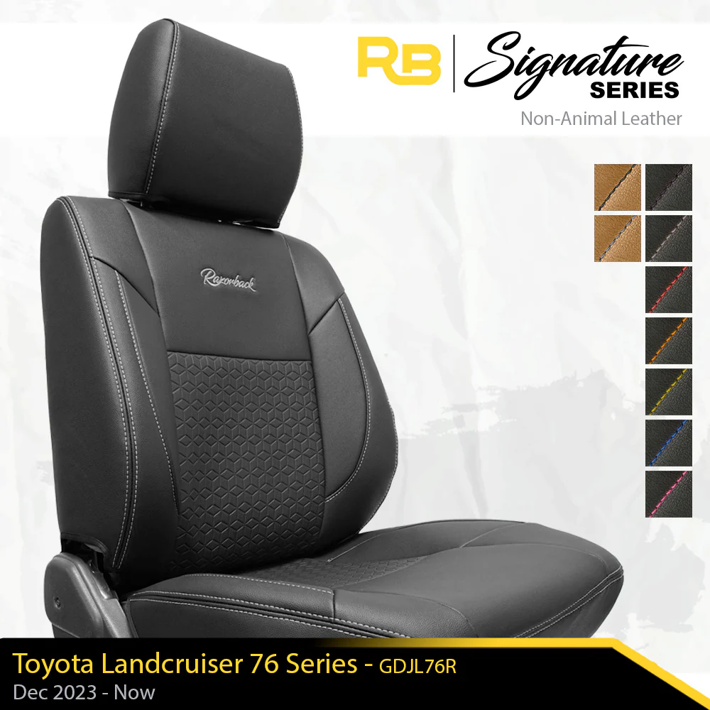 SIGNATURE SERIES Front Row Seat Covers - Toyota Landcruiser 76 Series - Post-Facelift (GDJL76R) - (Made To Order)