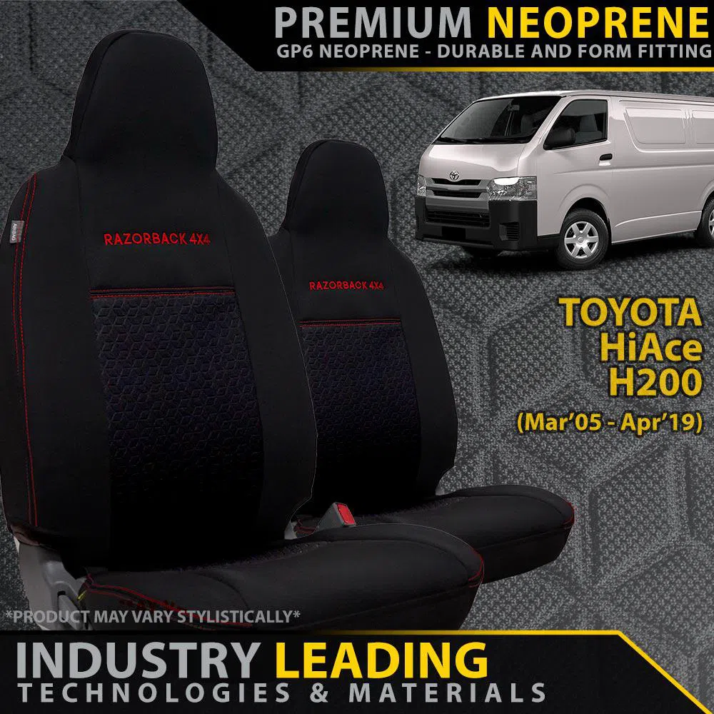 Toyota HiAce H200 - GP6 Premium Neoprene 2x Front Seat Covers (Made to Order)