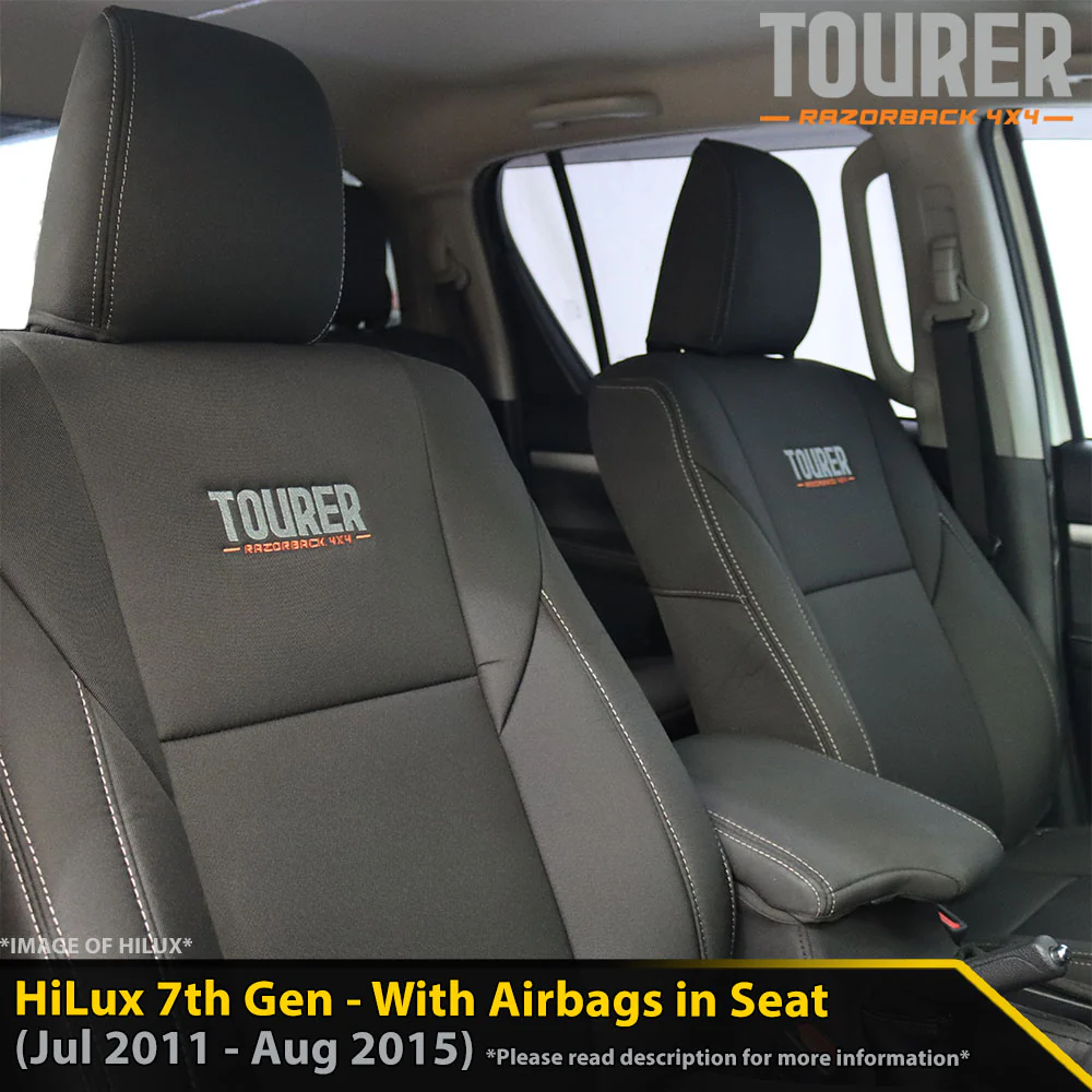 Toyota Hilux 7th Gen - Sports Seat With Seat Airbags - GP9 Tourer 2x Front Row Seat Covers (Made to Order)