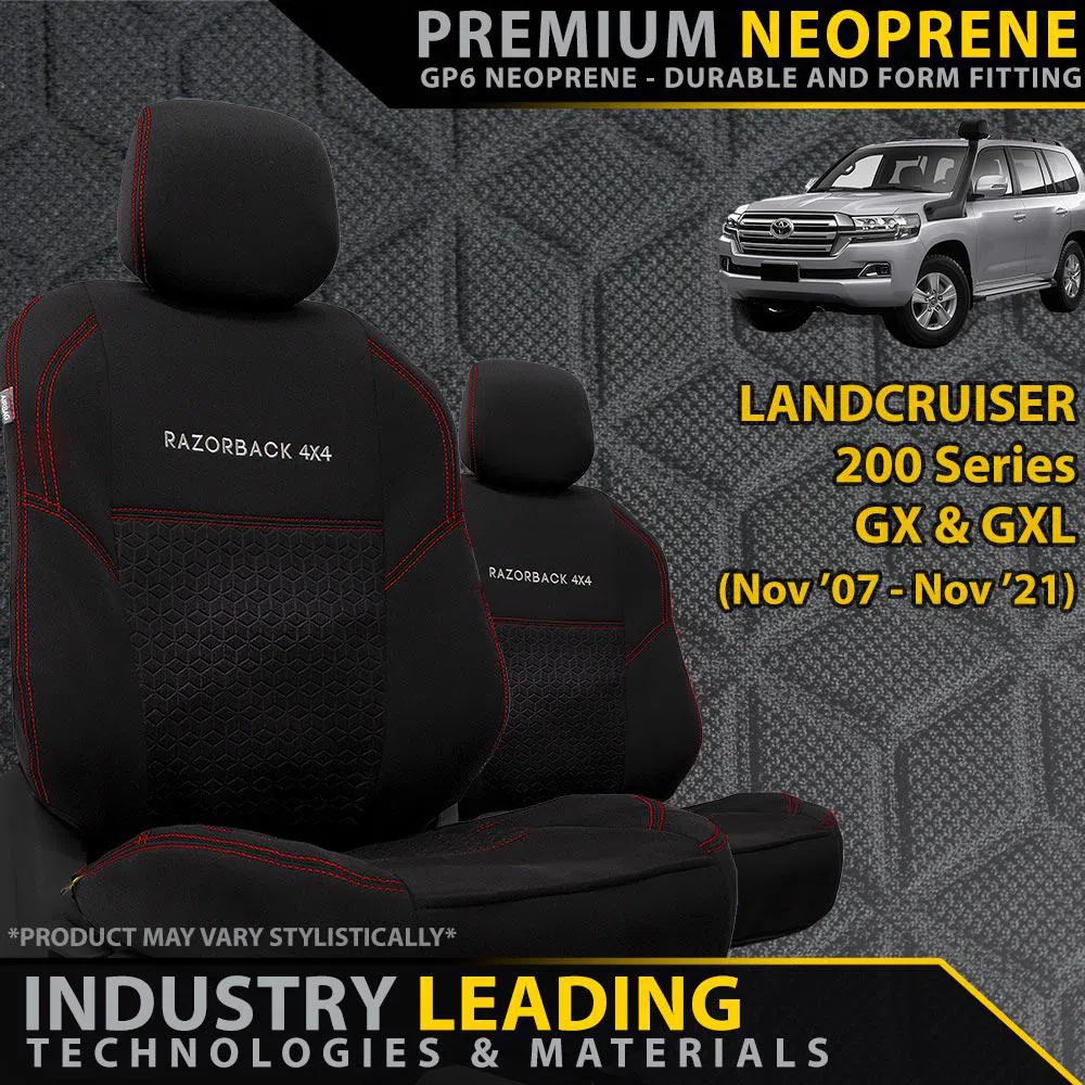 Toyota Landcruiser 200 Series - GX & GXL - GP6 Premium Neoprene 2x Front Seat Covers (Available)