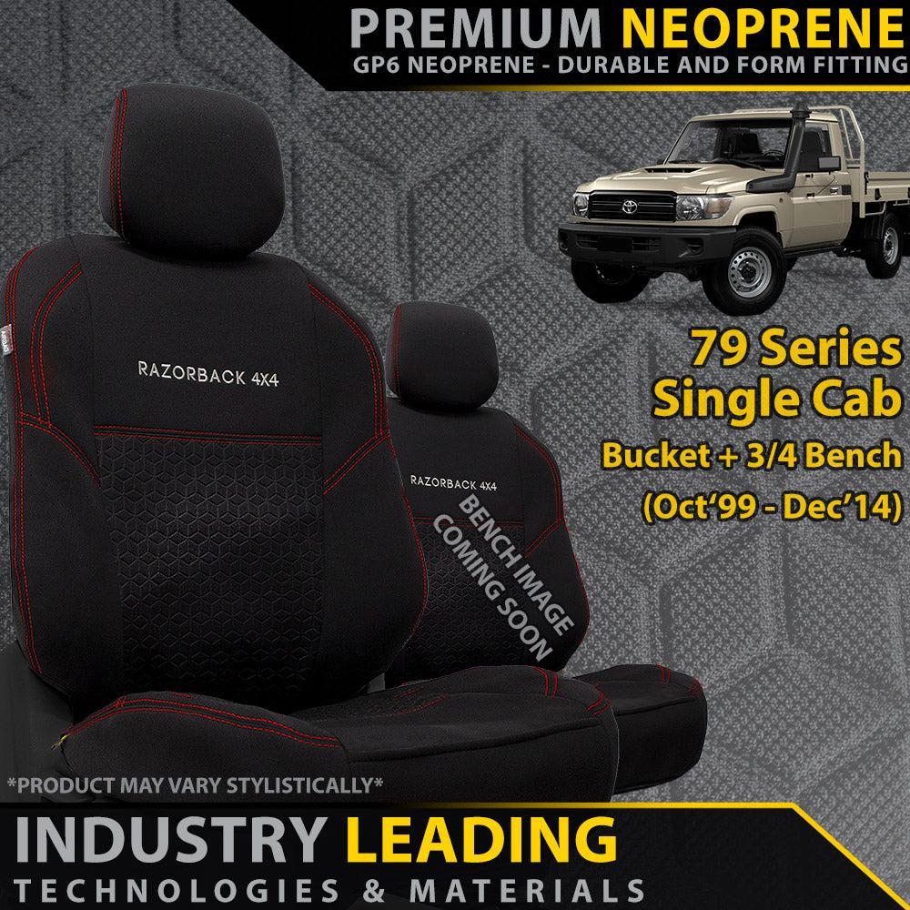 Toyota Landcruiser 79 Series - Single Cab with Bucket & 3/4 Bench Seats - GP6 Premium Neoprene 2x Front Seat Covers (Made to Order)