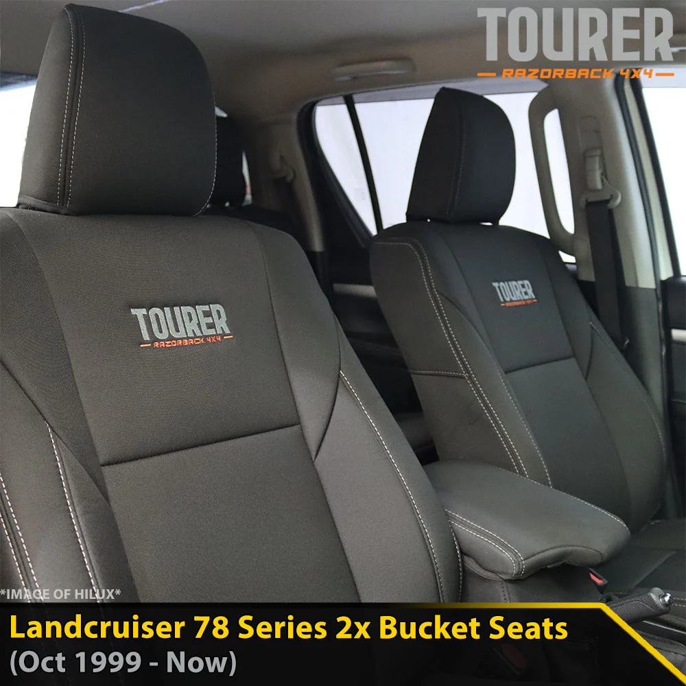 Toyota Landcruiser 78 Series - 2x Bucket Seats - GP9 Tourer 2x Front Row Seat Covers (In Stock)
