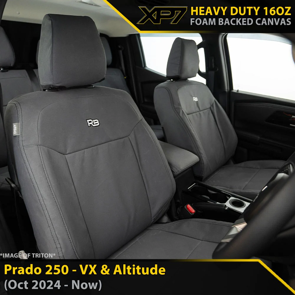Toyota Prado 250 - VX & Altitude - XP7 Heavy-Duty Canvas 2x Front Seat Covers (Made to Order)